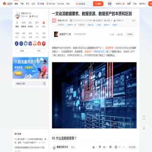 一文说清数据要素、数据资源、数据资产的本质和区别-CSDN博客